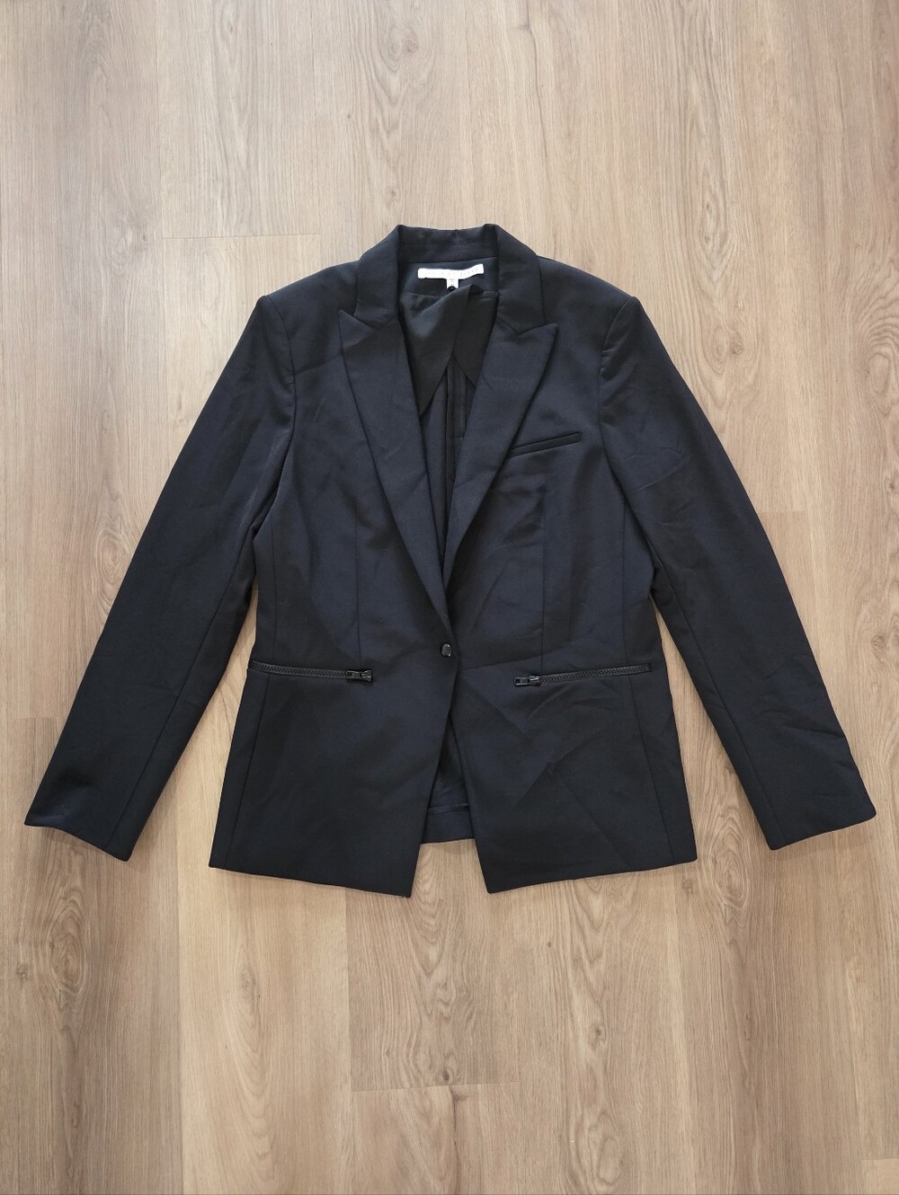 Veronica Beard Scuba Dickey Blk Zip Pocket Blazer 12 Capsule Norm Minimal Preppy - Picture 2 of 11